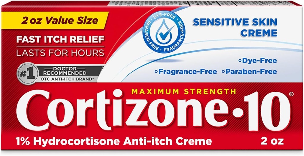 Cortizone 10の最高の強さの敏感な皮のアンチ・イッチのクリーム、1% Hydrocortisone、2つのoz。