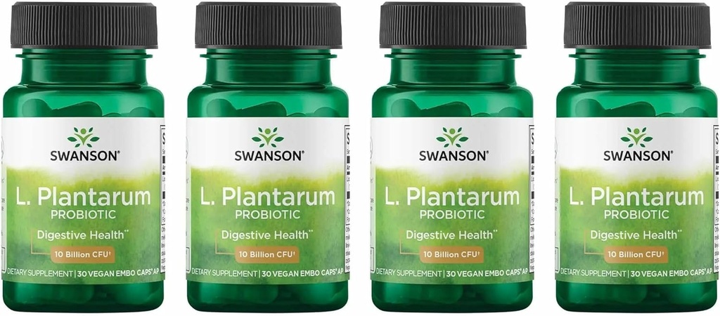 Swanson L. Plantarum - 消化器のサプリメントは、消化管のバランスと腸の規則性を促進します - ブロッキングを減らすのに役立つ自然な式 - (30 Veggieカプセル)4パック