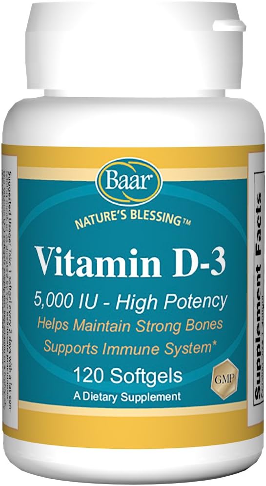 BaarのビタミンD-3のSoftgels、5,000 IUの120のSoftgels