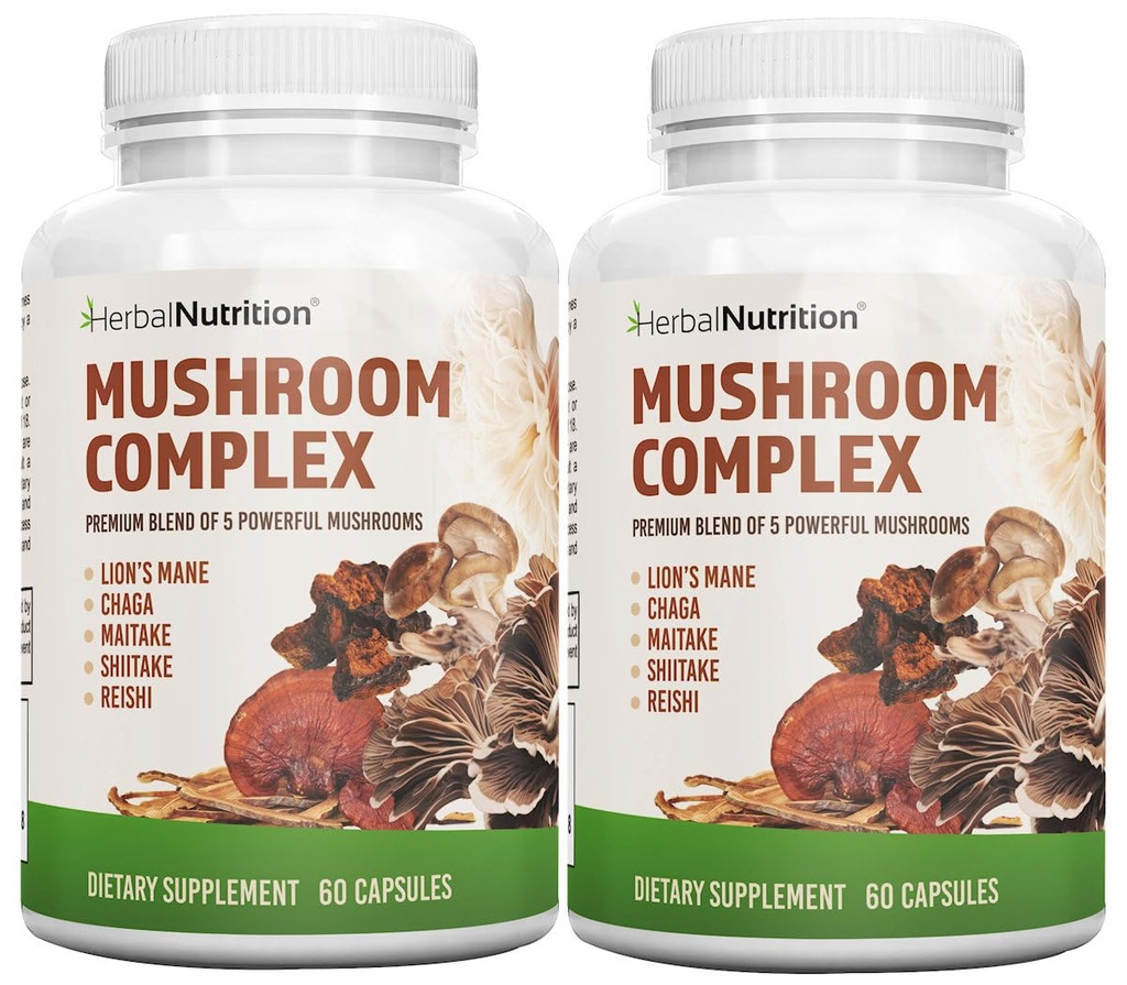 草の栄養のきのこのコンプレックス700mgに1400mg。 5つの最も強力なキノコ - ライオンズマネ、霊芝、チャガ、舞茸、椎茸 - 免疫健康、記憶と焦点のための向知性脳の健康をサポート