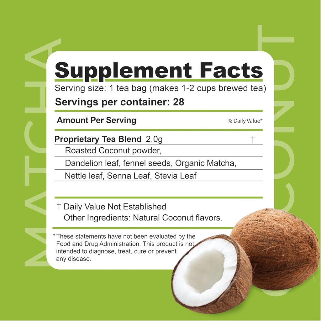 ジスマンZT痩身 - 抹茶ココナッツハーブティーブレンド セナリーフ - 抗酸化効果 - 28日ウェルネスブレンド(28ティーバッグ)