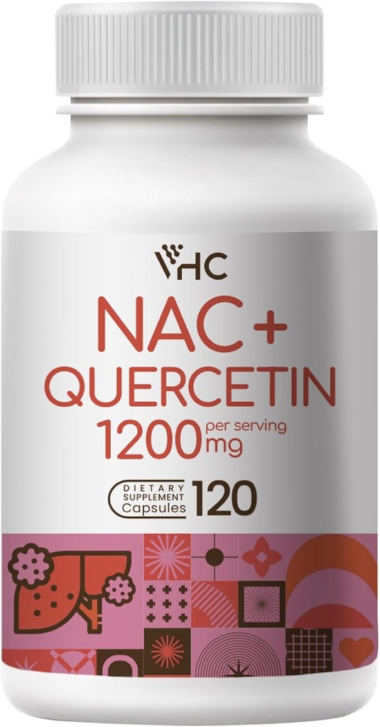 VHC NACの補足、アセチルL-Carnitine1200mgのプラスのケルセチン、最適線量(1200mg + 100mg)、1つの二重行為の方式N-アセチルL-Cysteineの2は、呼吸器、レバー、免疫、米国で作られました