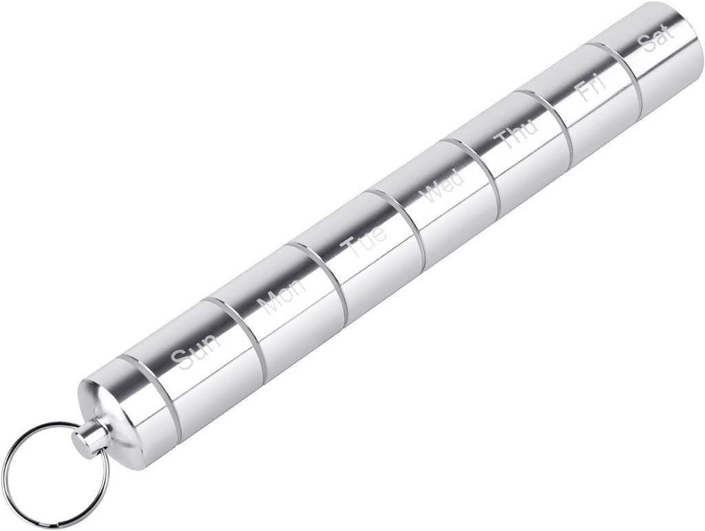 丸薬箱のオルガナイザー、7のコンパートメントの丸薬の箱、防水緊急の薬の容器、毎日の丸薬のホールダー、キーホルダーが付いている丸薬ディスペンサーの収納箱、旅行/屋外/衝突抵抗(スライバ)のための理想