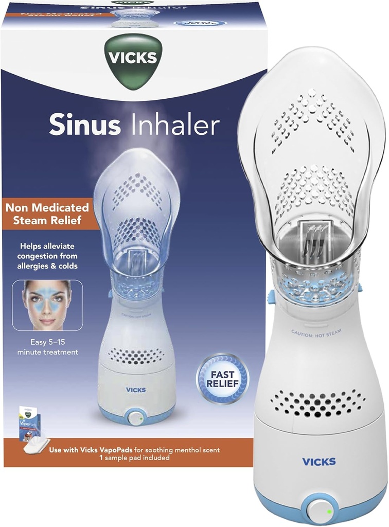 Vicks Sinus Inhaler - アレルギー、混雑、咳、風邪、Vocal Steamer、Saoothes Nasal & Throat Passages、VapoPads(1が含まれています)で動作する非方法蒸気救済
