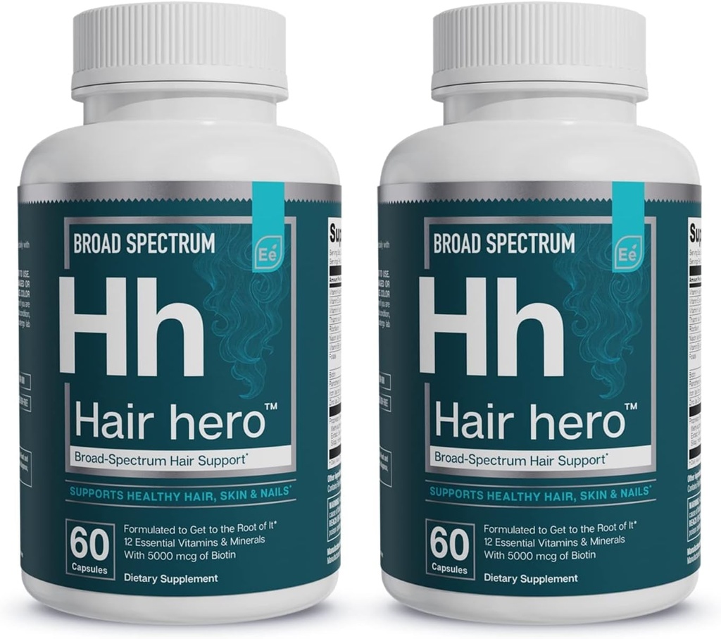 エッセンシャル要素®ヘアヒーローTM - 男性用ヘアビタミン - 5000 mcgバイオチンとブロードスペクトラムサポート - 60カウント - 30サービング(2パック)