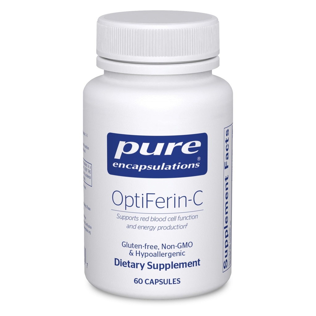 純粋なカプセル化 OptiFerin-C - 赤い血球とエネルギー - 鉄の吸収サポート - エネルギー補足* - ビタミンCが豊富 - グルテンフリー&非GMO - 60カプセル