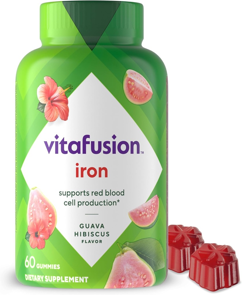 Vitafusionの鉄のGummyのビタミンの補足、サポート赤血球の生産*、Guava Hibiscusの味、30のサービング、60の計算