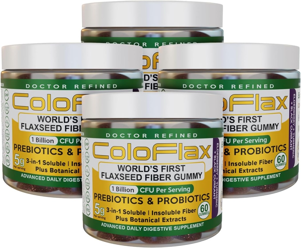 オーガニック 亜麻仁繊維 + プロバイオティックグミー | 便秘救済 & 大人のためのランプなし規則性, 容認性 & 不溶性トリプルファイバービーガングミー - 120 サービング