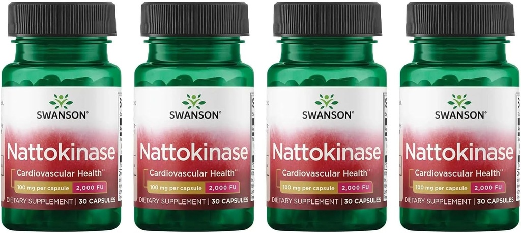 Swanson Nattokinase 2000 の Fibrinolytic の単位 100 ミリグラム 30 のカプセルの酵素 (4 のパック)