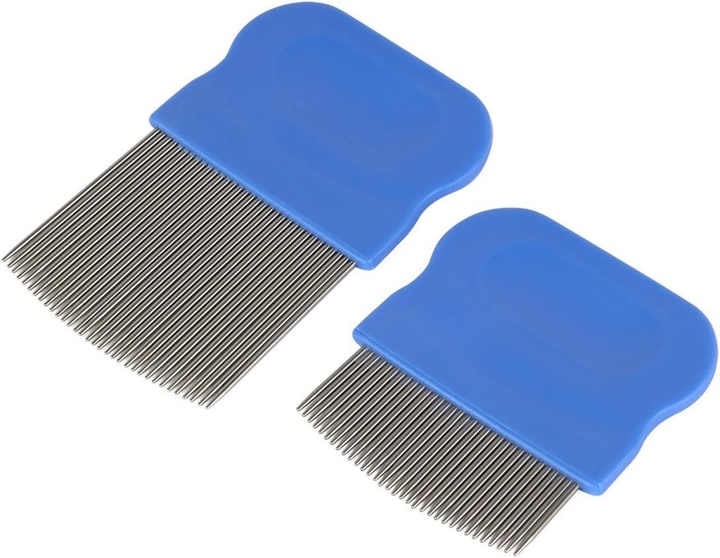 Ezy Dose Kids Lice and Eggs Comb | 赤ちゃん、トドル、大人向けヘアケア | ステンレス ピン ティース | パック2(ショート/ロング)