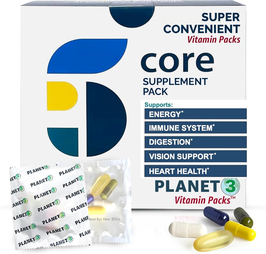 男性と女性のための毎日のビタミンパック - エルダーベリー、ビタミンC、亜鉛&D3と免疫サポート - 心の健康、プロバイオティクス、メチルB12、ビオチン、ルテイン&ゼアキサンチンのためのオメガ3とマルチビタミン - 惑星3