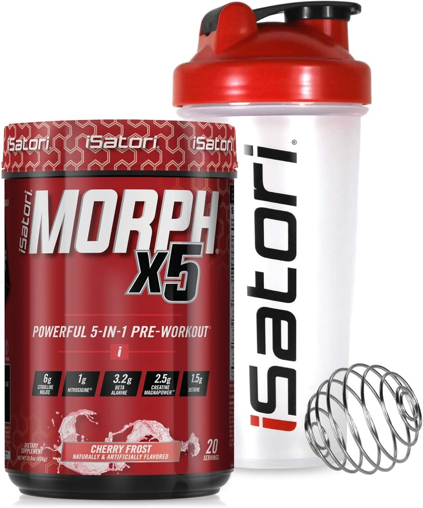 iSatori Morph Xtreme Intense Pre Workout - Bombsicle(20人前) クラシックブレンダーボトル(レッドトップとクリアボトル)