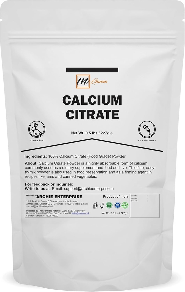 100%のカルシウム クエン酸塩の粉(食品等級) 多目的、高吸収性のカルシウム源0.5のlbs/227 g