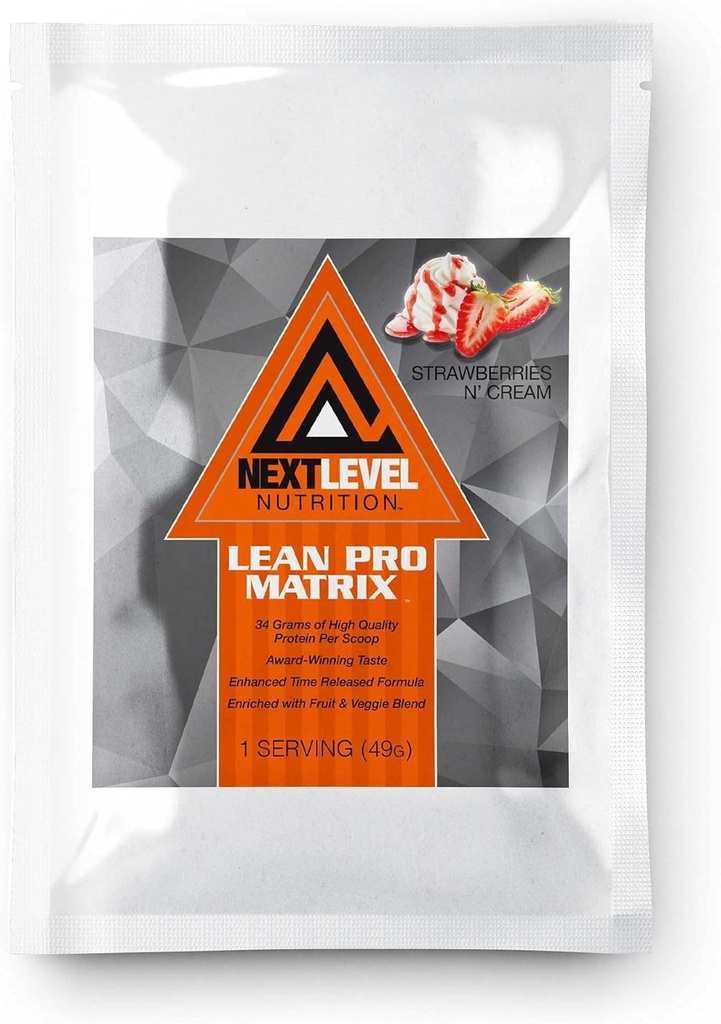 Lean Pro Matrix Protein Travel Pack by Next Level Nutrition | イチゴとクリーム | 7 Day Supply シングルサービング