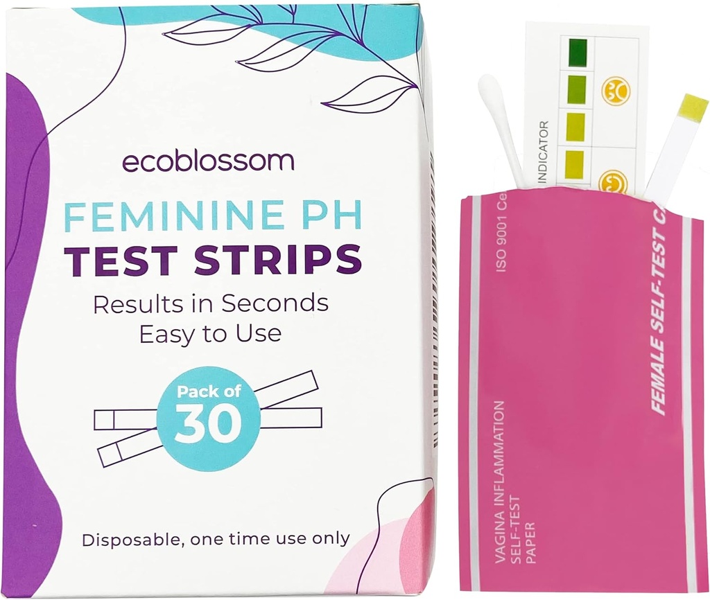 女性のためのEcoblossom腟pHテスト ストリップ - pHバランスを点検して下さい - モニターの細菌腟Vaginosis BVの処置-イースト感染を防ぐUTI -速い正確な結果、個々の密封された袋(30の計算)