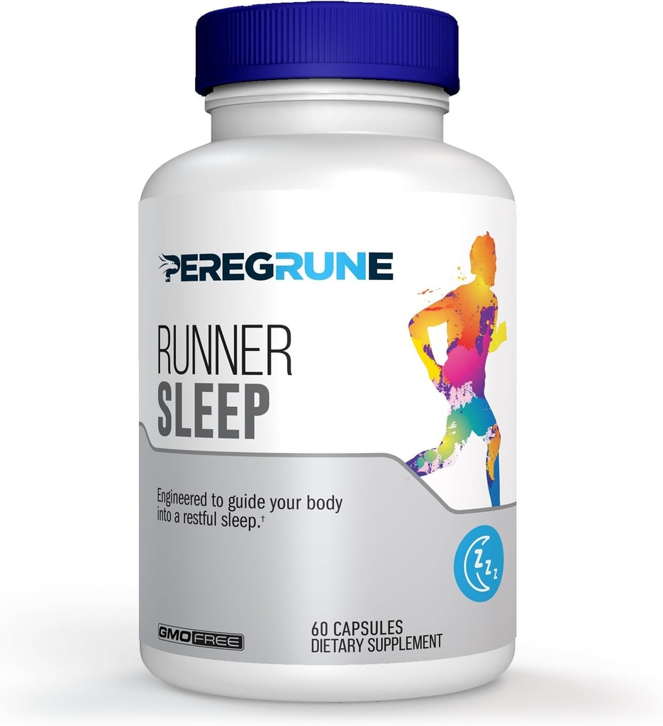 Sleep Supplement for Runners with L-Theanine, GABA, Magnesium, Melatonin, and Nature's Herbs | Rest, Recovery, and Relaxation | 60 Capsules