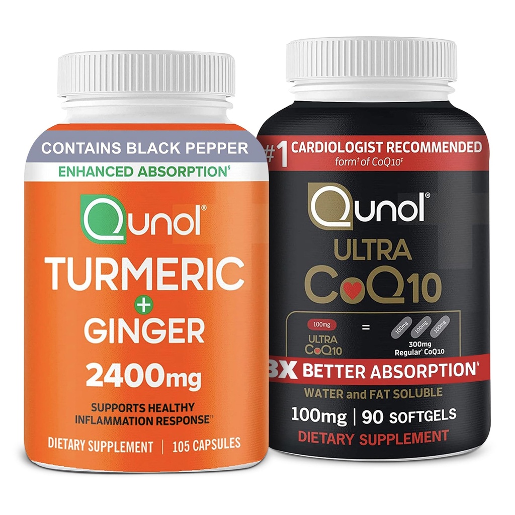 Qunol CoQ10及びTurmeric:Turmeric Curcumin、2400mg、105のカプセル及び超CoQ10 100mg、90のSoftgels