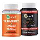 Qunol CoQ10及びTurmeric:Turmeric Curcumin、2400mg、105のカプセル及び超CoQ10 100mg、90のSoftgels