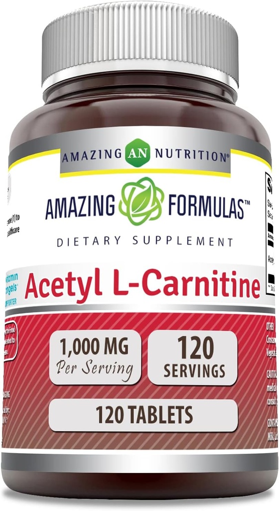 アメージングフォーミュラ アセチル L-カルニチンサプリメント | サービングごとの1000 Mg | 120錠サプリメント | 非GMO | グルテンフリー | アメリカ製