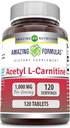アメージングフォーミュラ アセチル L-カルニチンサプリメント | サービングごとの1000 Mg | 120錠サプリメント | 非GMO | グルテンフリー | アメリカ製