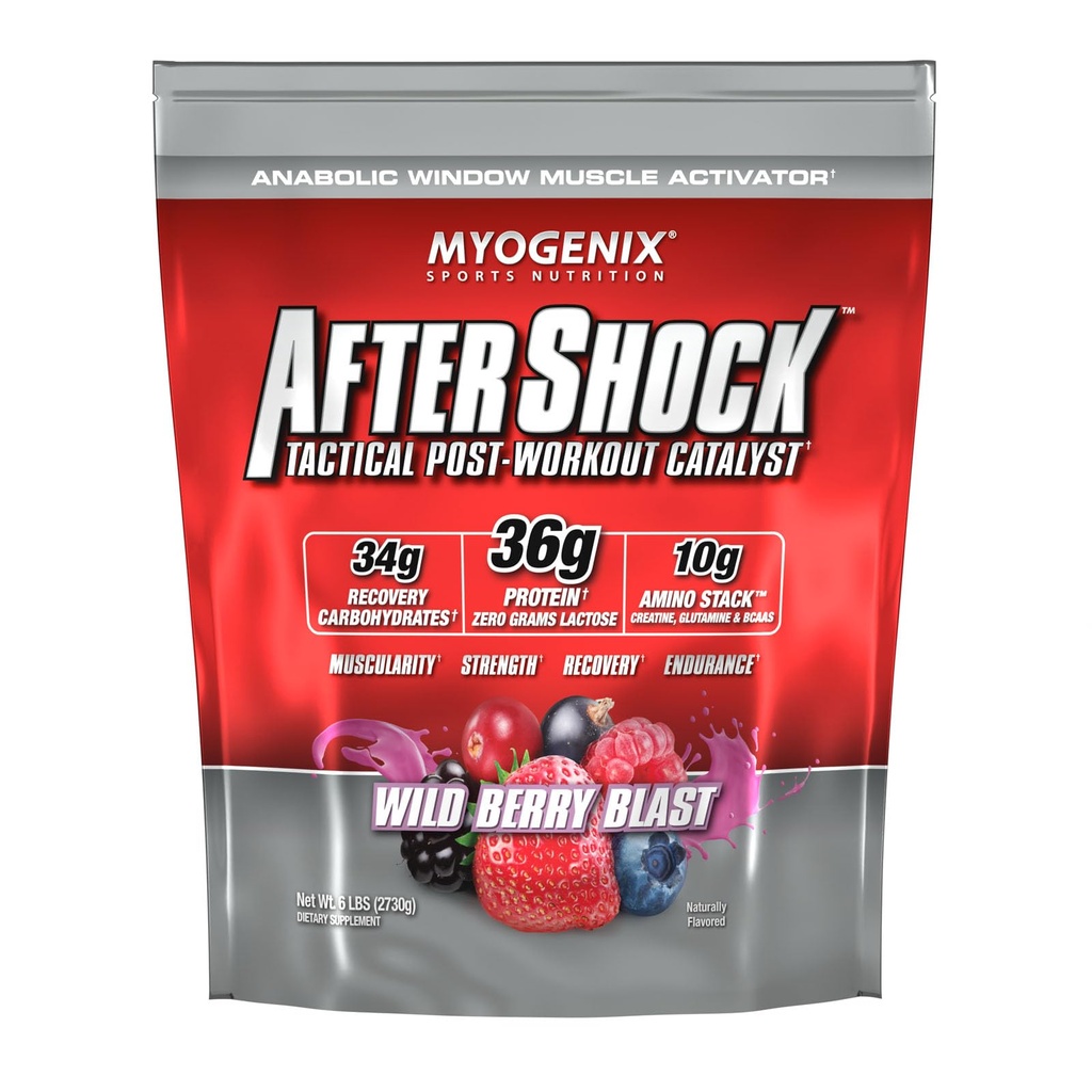 Myogenix Aftershockのポストワークアウト - 筋肉成長のWheyタンパク質パウダー - 筋肉の成長と回復をスピードアップ - 関節の健康をサポートし、グリコゲン - ワイルドベリーブラスト、6ポンド