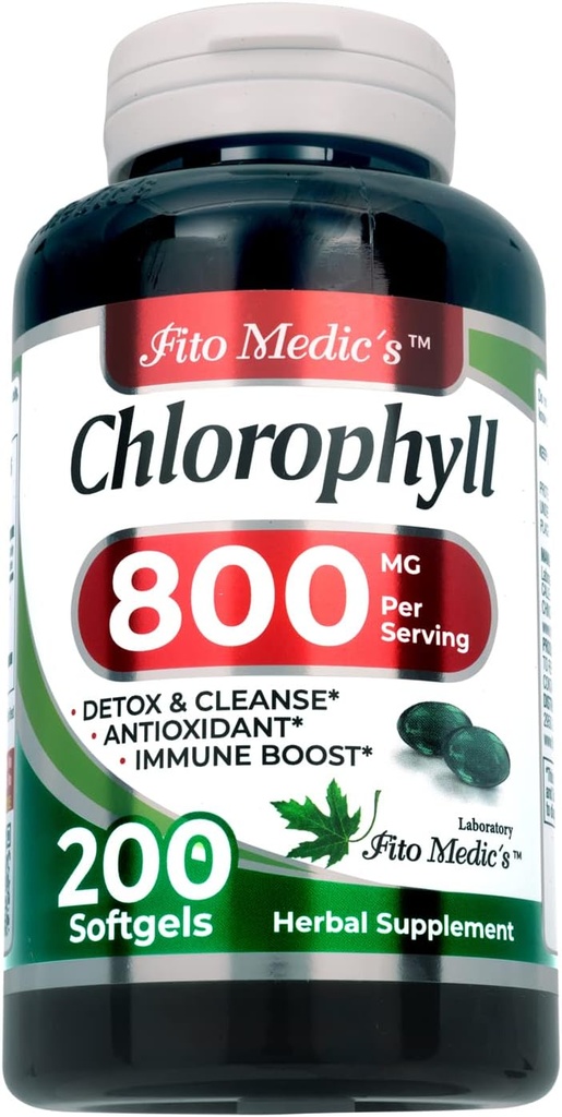 FITO MEDIC'S Lab - Chlorophyll - パーサービングあたり800mg - 200Softgels - Chlorophyllカプセル - Detoxクレンジング、グリーンサプリメント - Chlorophyllピル - 超高吸収。