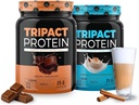 Nutrology TRIPACT Protein - Premium Nutrition Shake - Non-GMO Grass Fed Whey Protein,Plant Proteins,Greens,Superfoods & Probiotics - 5g BCAAs - Creamy Chocolate & VanillaLatte w/Cinnamon 1.5lb Each