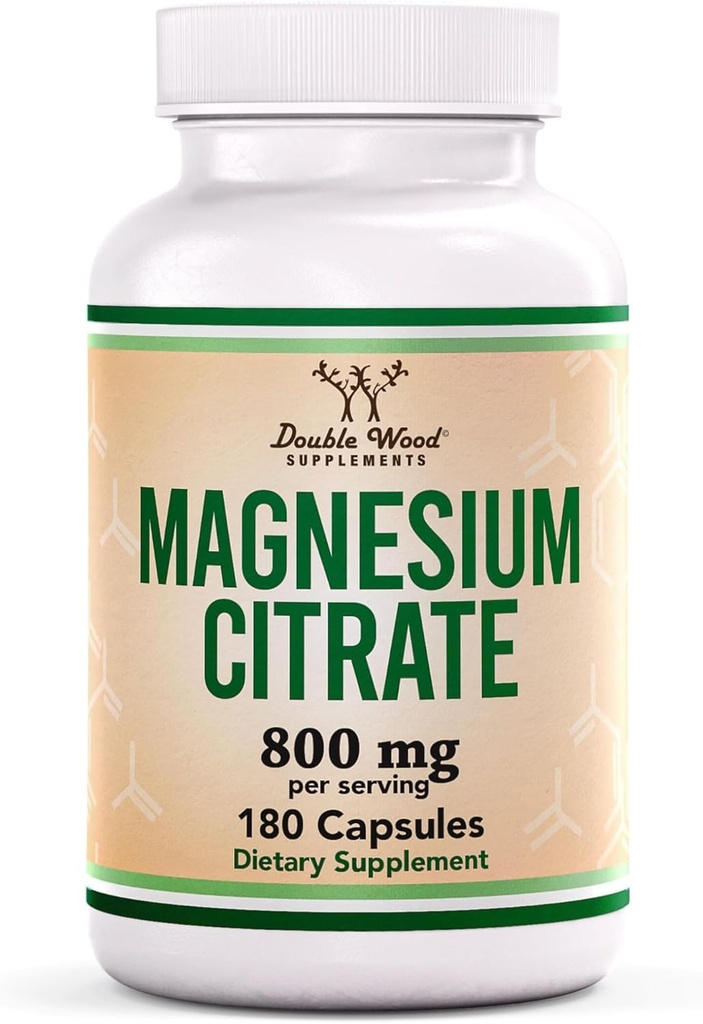 マグネシウムのクエン酸塩800mg、180のカプセル、消化及び便秘サポート、完全菜食主義者の金庫、非GMOの二重木製の補足