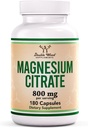 マグネシウムのクエン酸塩800mg、180のカプセル、消化及び便秘サポート、完全菜食主義者の金庫、非GMOの二重木製の補足