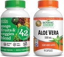 Botanic Choice Mega Fruits and Veggies Blend (60 Capsules) + Aloe Vera (90 Capsules) Bundle - Energy Balance & Superfood Supplement + Digestive Health Support