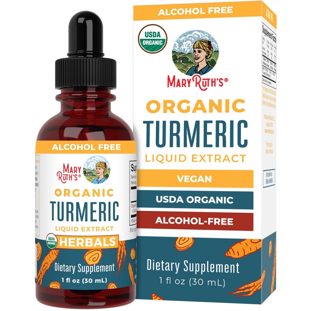 MaryRuth Organic オーガニック ターメリック液エキス | 砂糖フリー | USDA オーガニック | オーガニック ターメリックサプリメント | ノンGMO | グルテンフリー | ヴィーガン | アルコールフリー素材 | 1 Fl Oz
