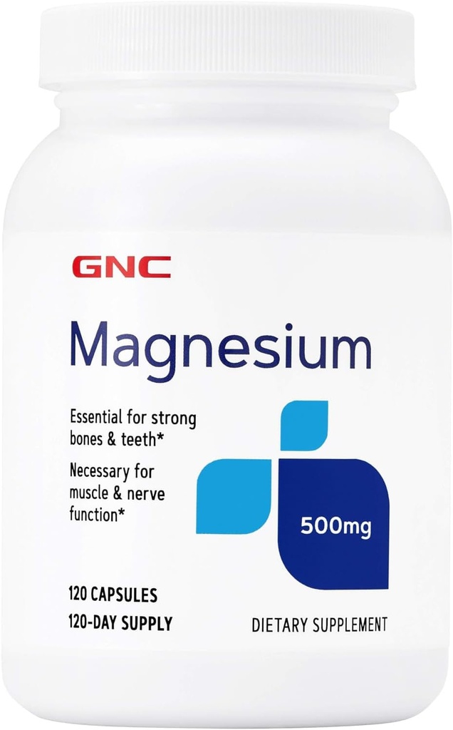 GNCのマグネシウム500mg、120のカプセルは、カルシウム吸収および強い歯および骨を支えます