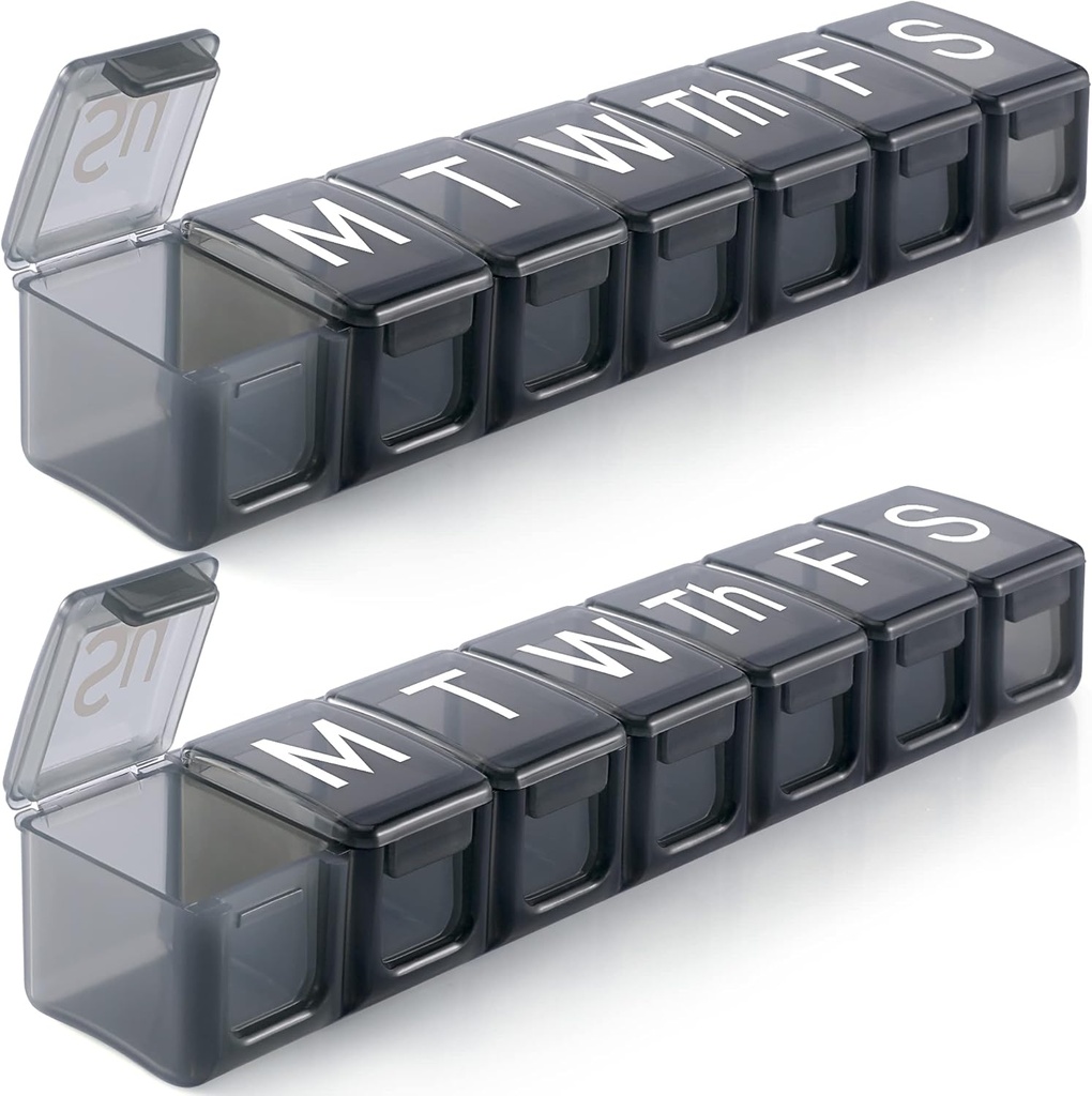 2つのパックの余分大きい週の丸薬のオルガナイザー、BPAは魚油、旅行友好的な薬のオルガナイザーの丸薬のビタミン、補足のためのXLのコンパートメントが付いている7日をPill箱を解放します