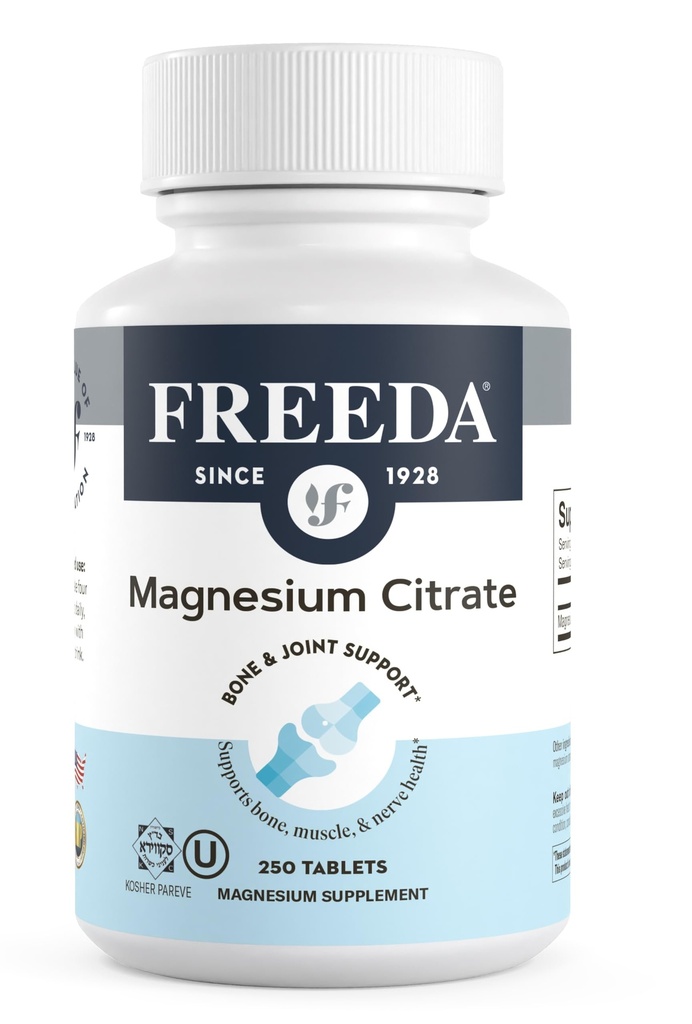 サービングごとのFreedaのマグネシウムのクエン酸塩400mg - 高吸収のマグネシウムのクエン酸塩のタブレット-Nerve及び骨の健康のための必須の鉱物-ビーガン、コザー、グルテンフリーのマグネシウムの補足(250 Ct)