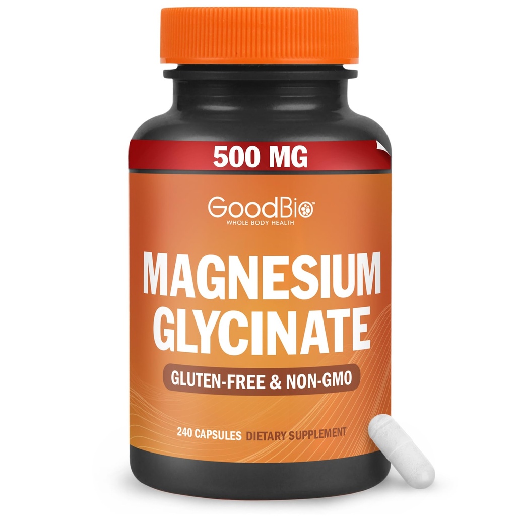 マグネシウムのGlycinate -圧力救助、睡眠、中心および骨の健康、Nerveサポートのためのサービングごとの高い吸収のマグネシウムの補足500mg -非GMOのグルテンフリー、Stomachの無鉛、240のカプセル