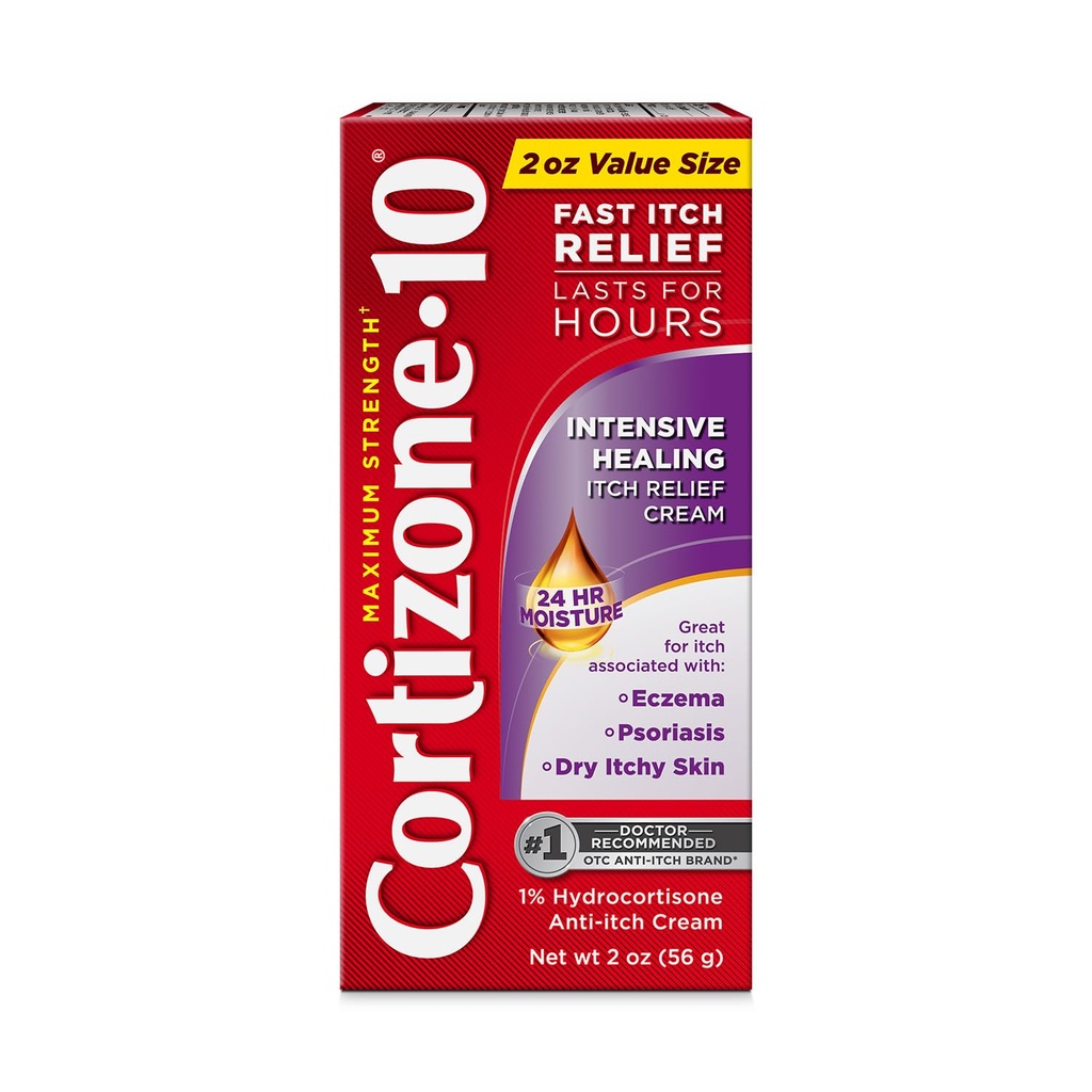 Cortizone-10の最高の強さの集中的な癒やすItchの救助のクリーム、1%のHydrocortisone、速い行為、バグ ビット、Rash、Eczema、乾癬、Poisonのアイビー、オーク、Sumac及び多くのための反アイッチ クリーム2つのoz