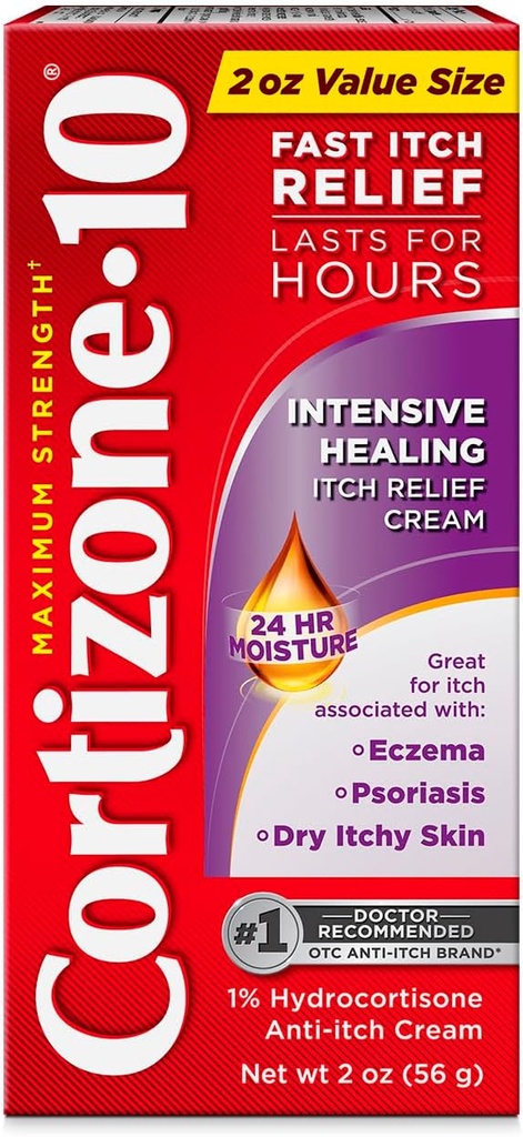 Cortizone-10の最高の強さの集中的な癒やすItchの救助のクリーム、1%のHydrocortisone、速い行為、バグ ビット、Rash、Eczema、乾癬、Poisonのアイビー、オーク、Sumac及び多くのための反アイッチ クリーム2つのoz
