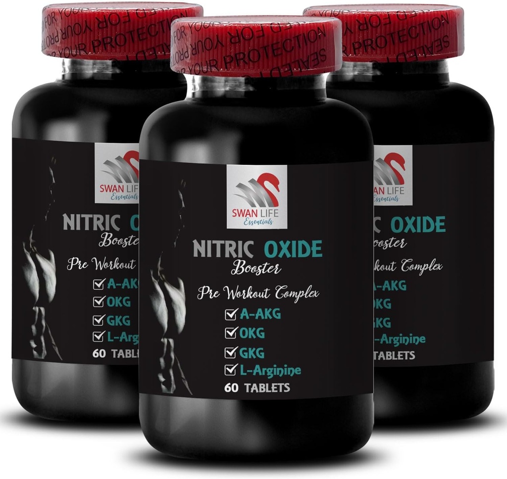 エクササイズサプリメント - NITRIC OXIDEブースター - 男性のニトリ酸化物サプリメント, 過酸化窒素ブースターサプリメント, スタミナサプリメント, 耐久性ブースター, ワークアウトサポート, フィットネスエネルギー 3 ボトル 180 タブ