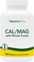 NaturesPlus Source of Life Cal/Mag Mineral Supplement- 500 mg Calcium, 250 mg Magnesium, 180 Vegetarian Tablets - Whole Food Supplement, Promotes Bone Health - Gluten-Free - 90 Servings