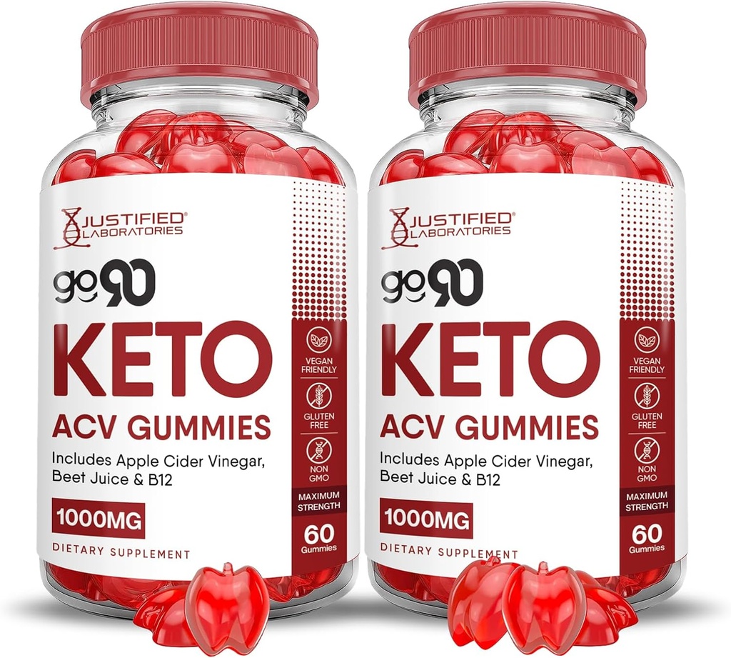 (2パック)90 Keto ACV Gummies高度な式1000MG Go90 Keto Gummies Apple Cider VinegarとPomegranateビートジュースパウダーB12ビーガン非GMO 120 Gummys