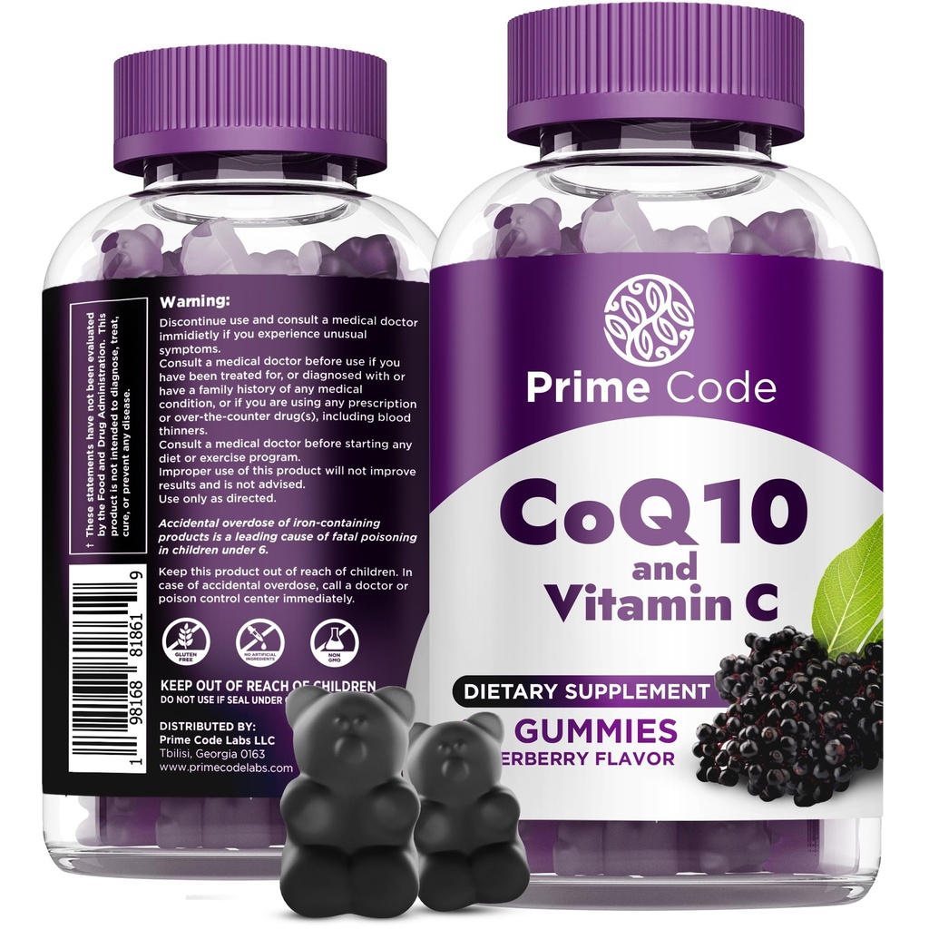 プライム コード CoQ10 ビタミン C とグミー 200 mg – セルラー エネルギー サポートのための補酵素 Q10 抗酸化サプリメント – 大人のための簡単 に ビーガングミー – 60 カウント