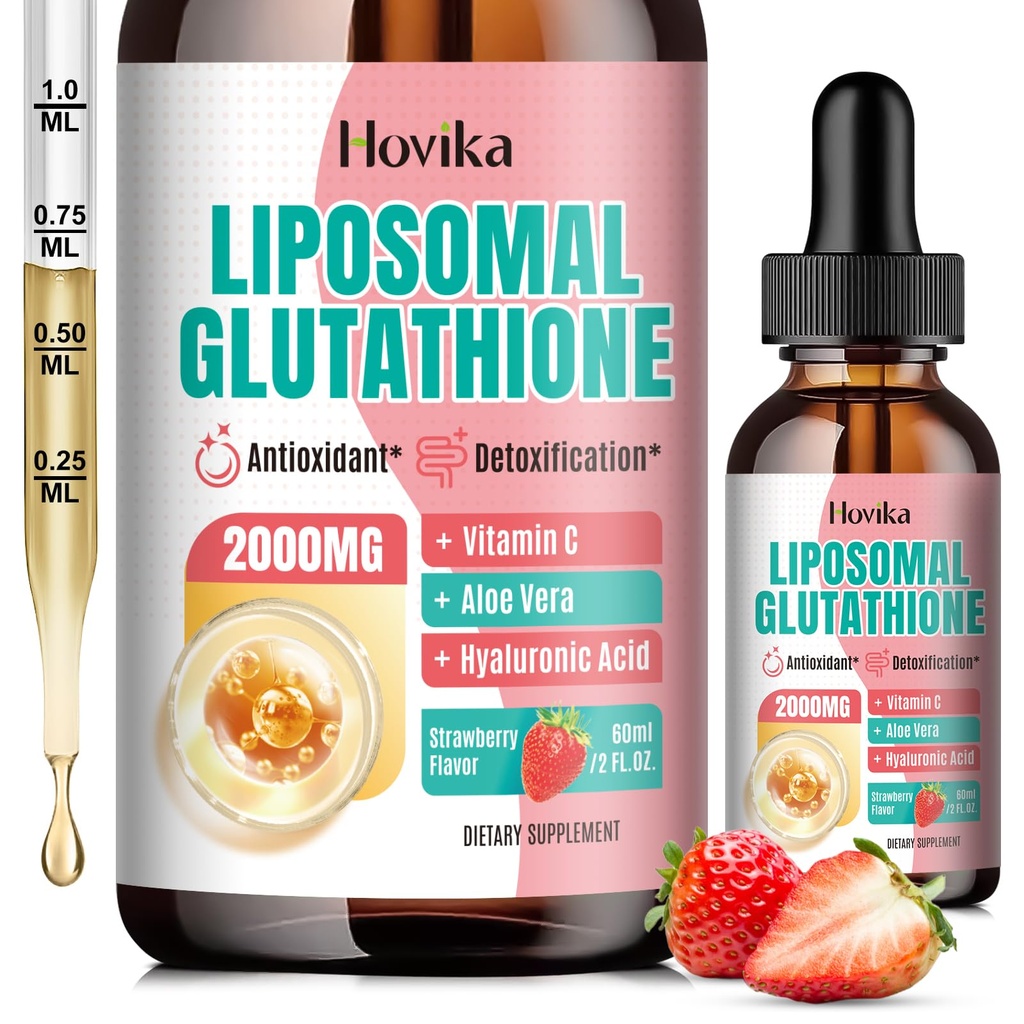 Liposomalのグルタチオンの補足2000mgのビタミンCの液体のグルタチオンの低下、免疫システムのためのマスターの酸化防止剤、老化の防衛、皮の健康、肝臓のデトックスSuperiorの吸収、いちご2 Fl Oz