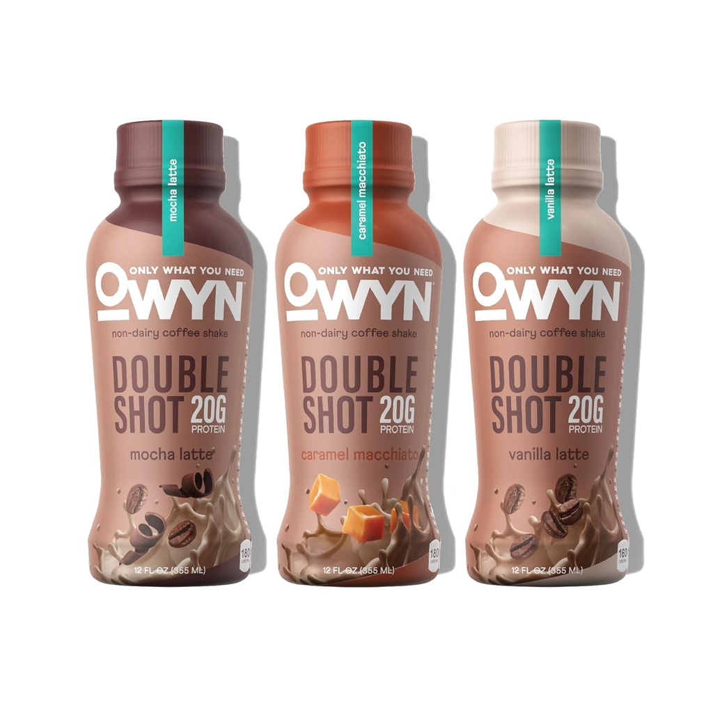 OWYNは、あなたがダブルショット酪農場無料Ketoタンパク質コーヒーシェイク、バラエティパック、0g砂糖、20g植物ベースのタンパク質、180mgカフェイン、グルテンフリー、非GMO、ビーガン(36パック、12 Fl Ozボトル)