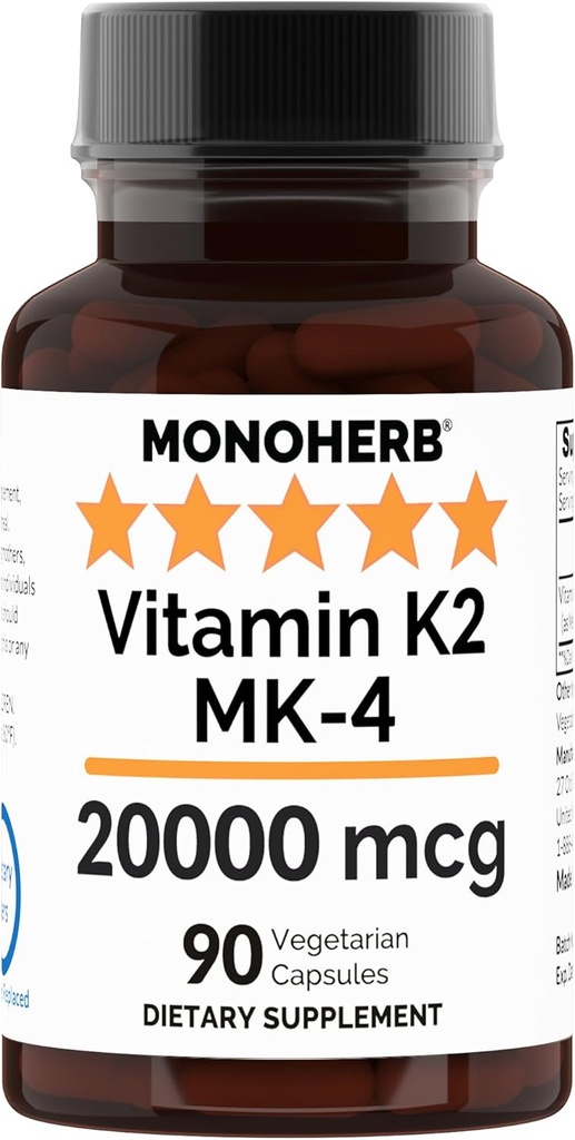 カプセルごとのMK-4 20000 mcg - 90のVegeのカプセルとしてMONOHERBのビタミンK2
