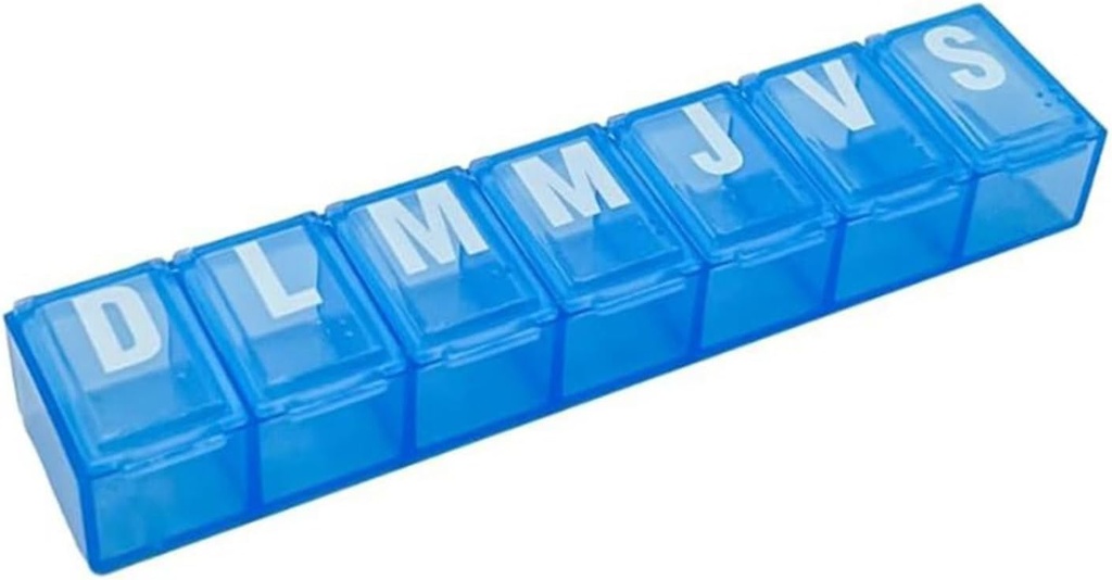 EZY DOSE Weekly (7-Day) Pill Organizer, Vitamin Planner, and Medicine Box, Small Compartments, Color May Vary, Spanish Imprints