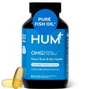 HUM OMGさん! Omega ビタミン E、DHA 及び EPA の女性の及び人のための大きい三重 Omega 3 の魚油の補足、中心及び頭脳の健康、グルテンフリー、非 GMO、60 の Softgels のためのスキン ケア及び皮の調子サポート