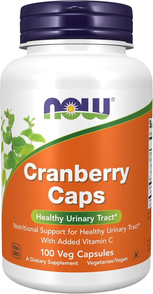 NOW Foods Supplements, Cranberry Caps with Added Vitamin C, Healthy Urinary Tract*, 100 Veg Capsules
