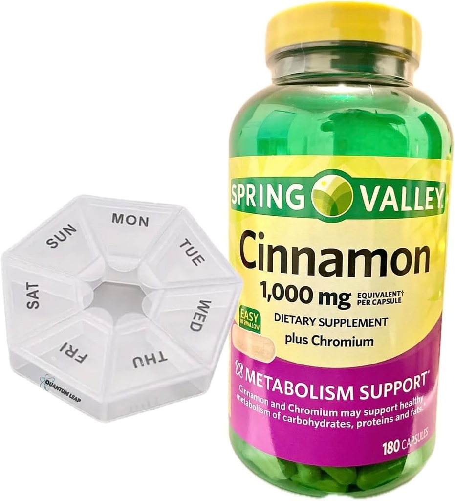 ウィークリーピルオーガナイザー、スプリングバレーシナモン1,000mg、サプリメント、180カプセルが含まれています。