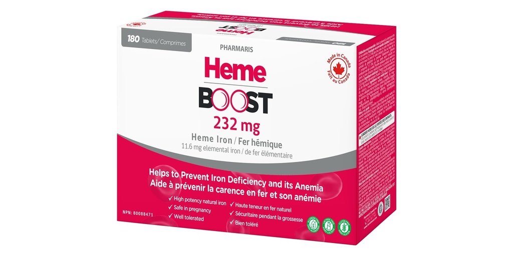 Hemeboost 11.6mg (232mg Hemeの鉄) I 180のタブレット 高い効力の自然な鉄の補足Iの高い吸収及びStomach Iの鉄の丸薬の大人の及び妊娠の安全な使用のために(3)