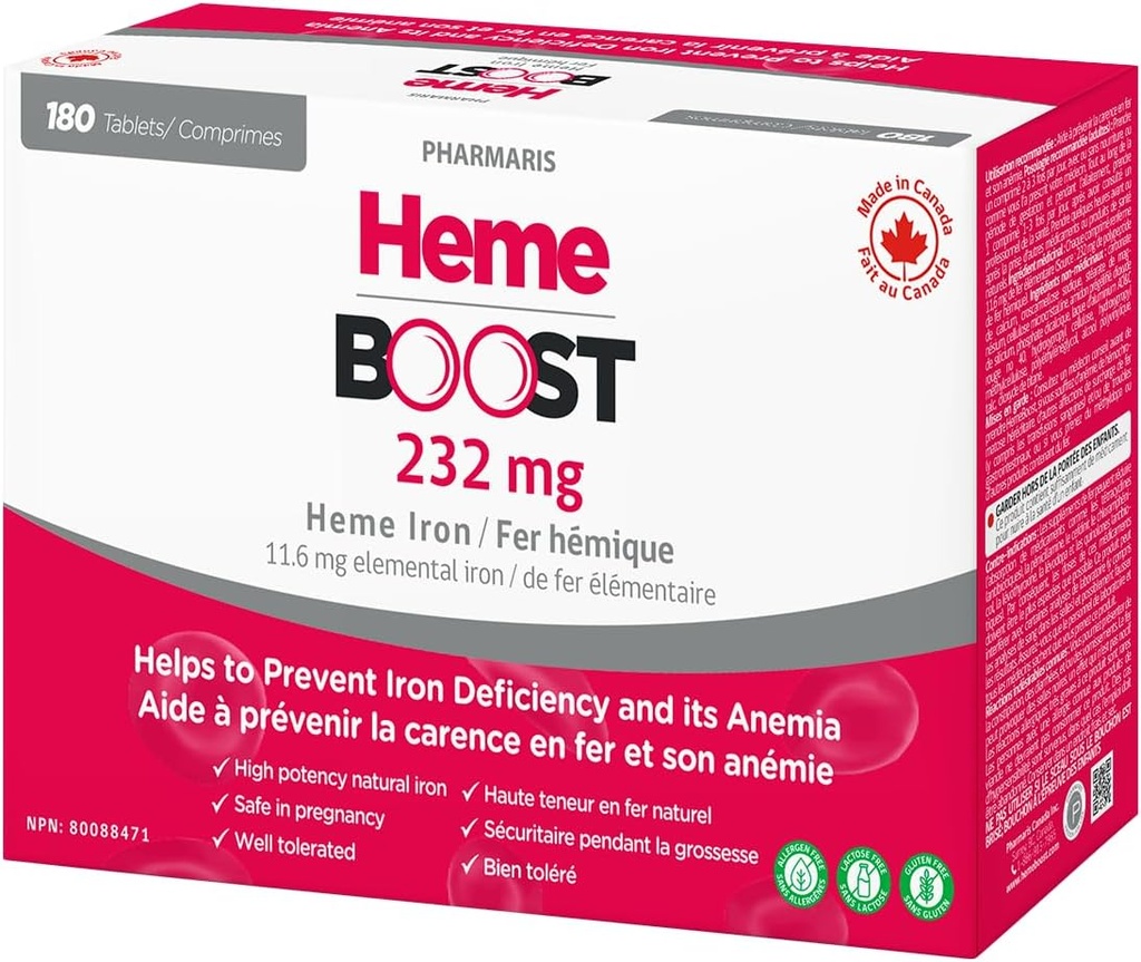 Hemeboost 11.6mg (232mg Hemeの鉄) I 180のタブレット 高い効力の自然な鉄の補足Iの高い吸収及びStomach Iの鉄の丸薬の大人の及び妊娠の安全な使用のために(3)